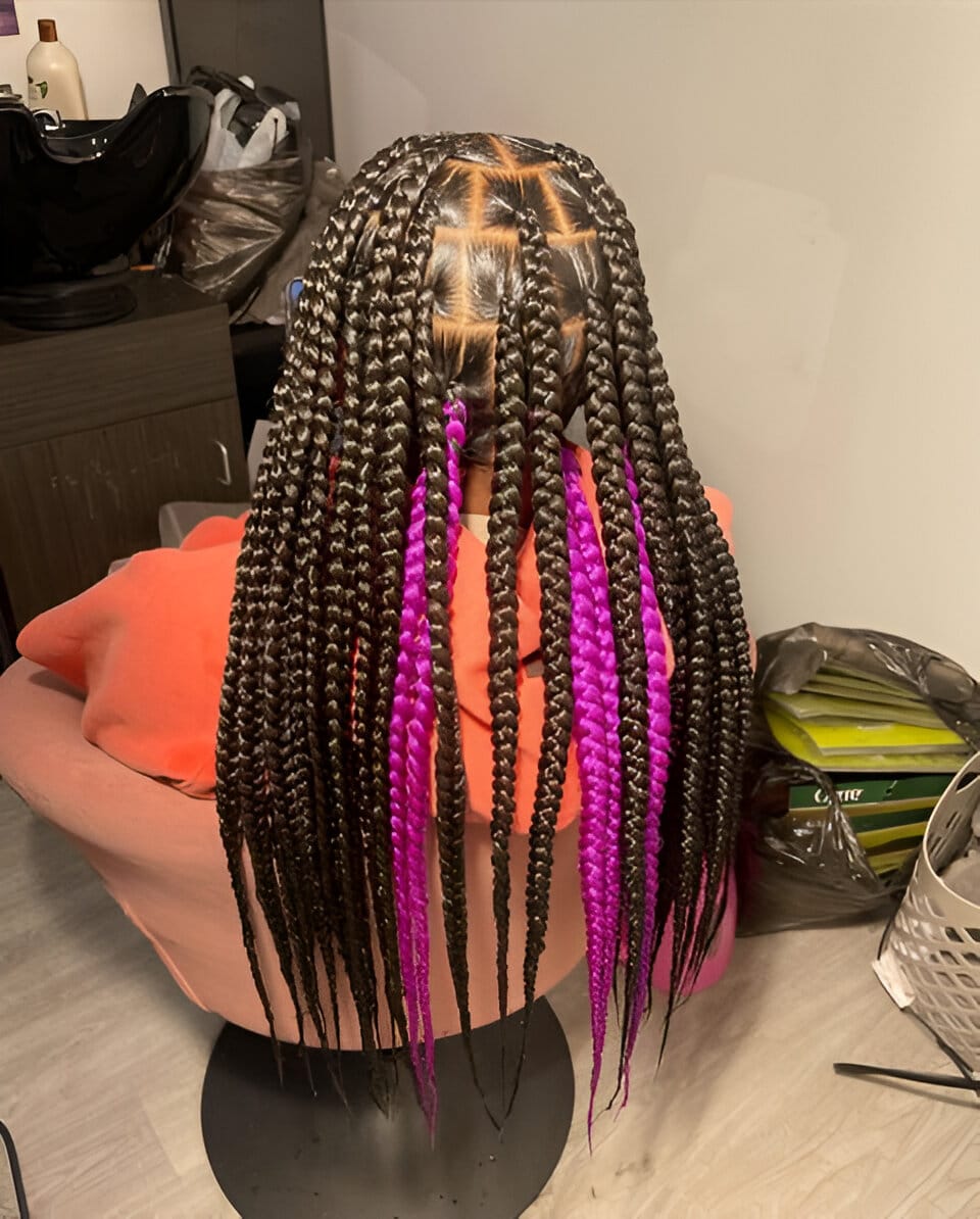 Image of Purple Peekaboo Braids inspired by Peekaboo Braids Hairstyles