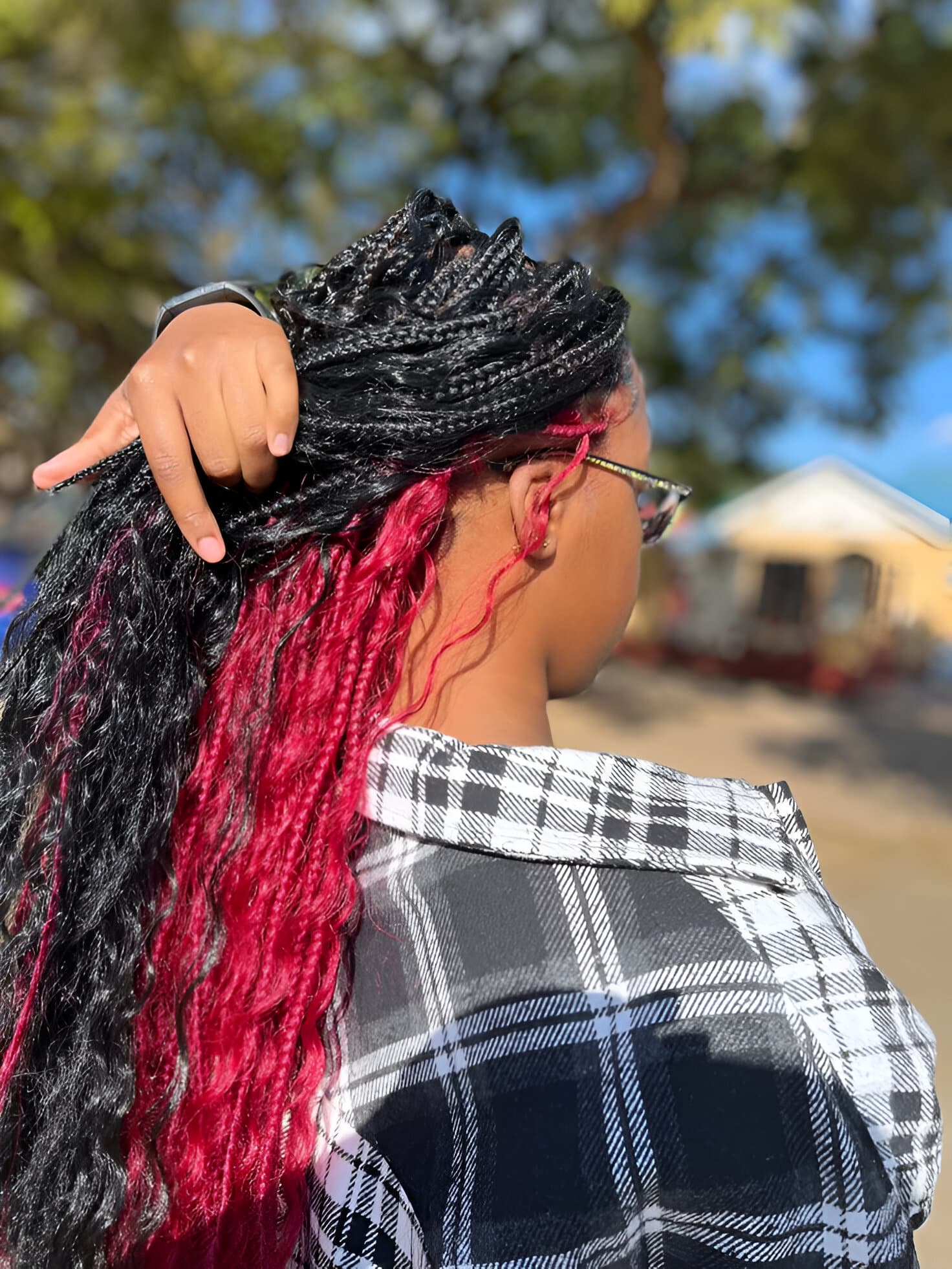 Image of Red Peekaboo Braids inspired by Peekaboo Braids Hairstyles
