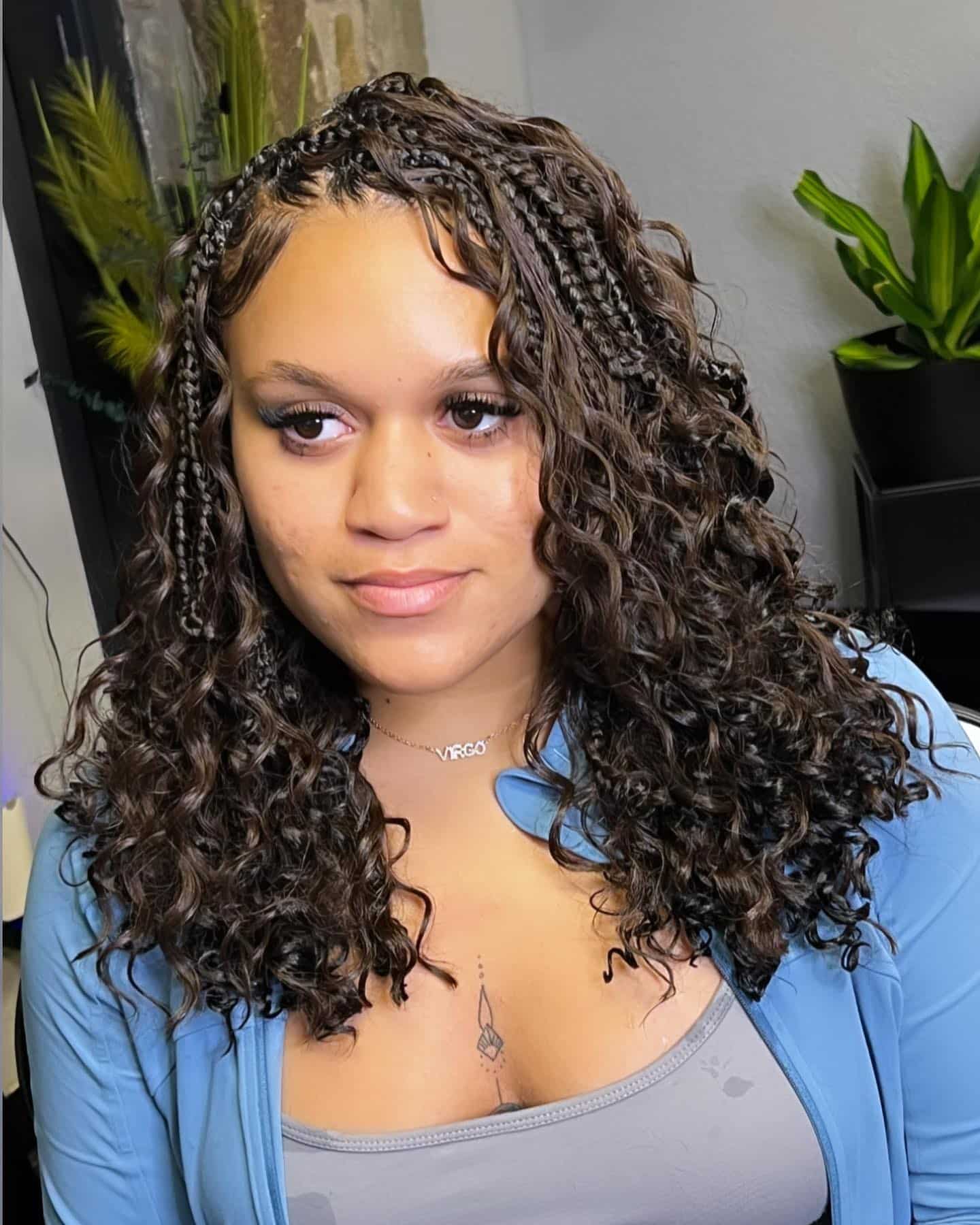 Image of Short Curly Braids in the style of Braids With Curls