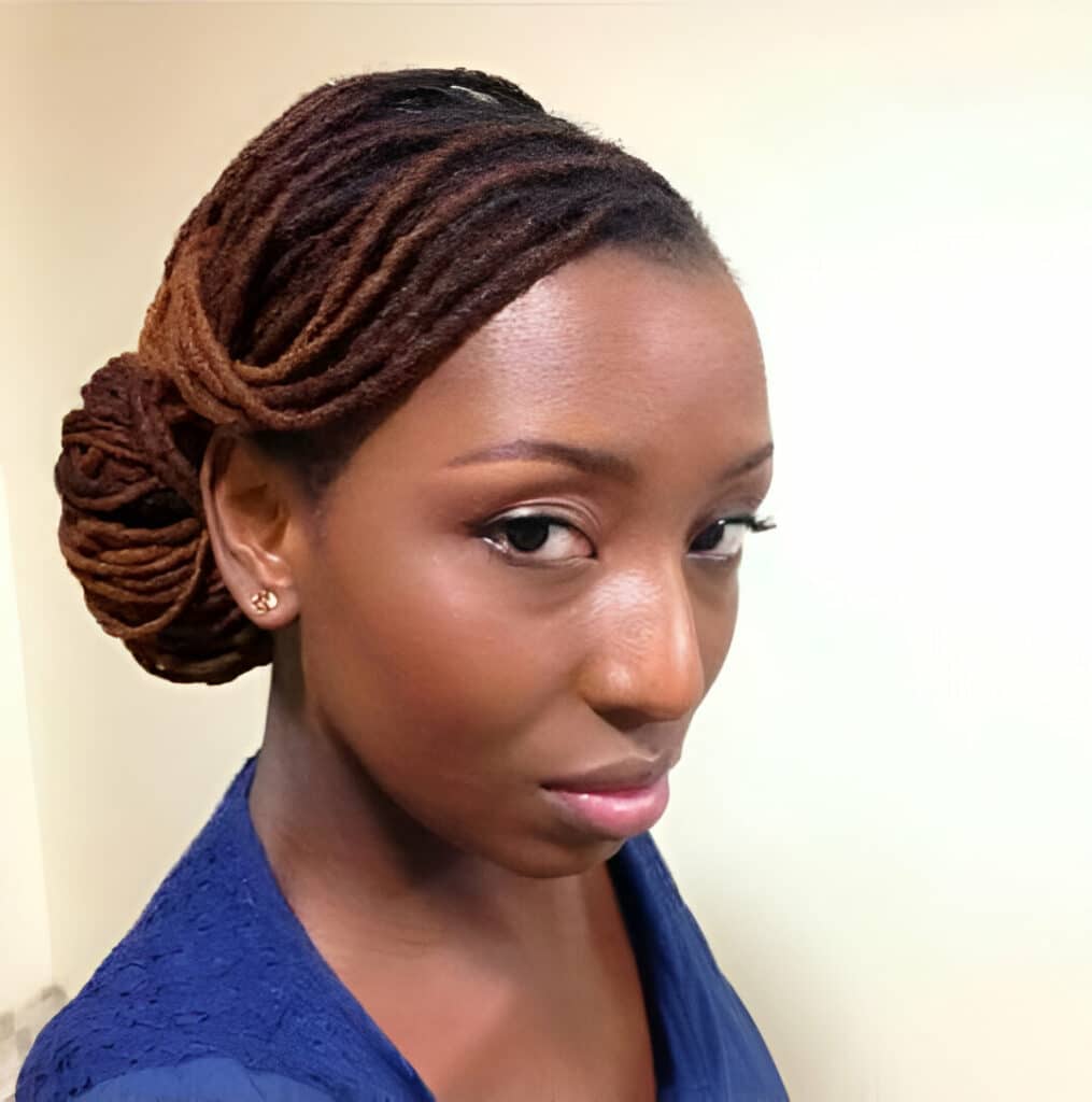 Image of Side Bun With Locs inspired by Side Bun Hairstyles