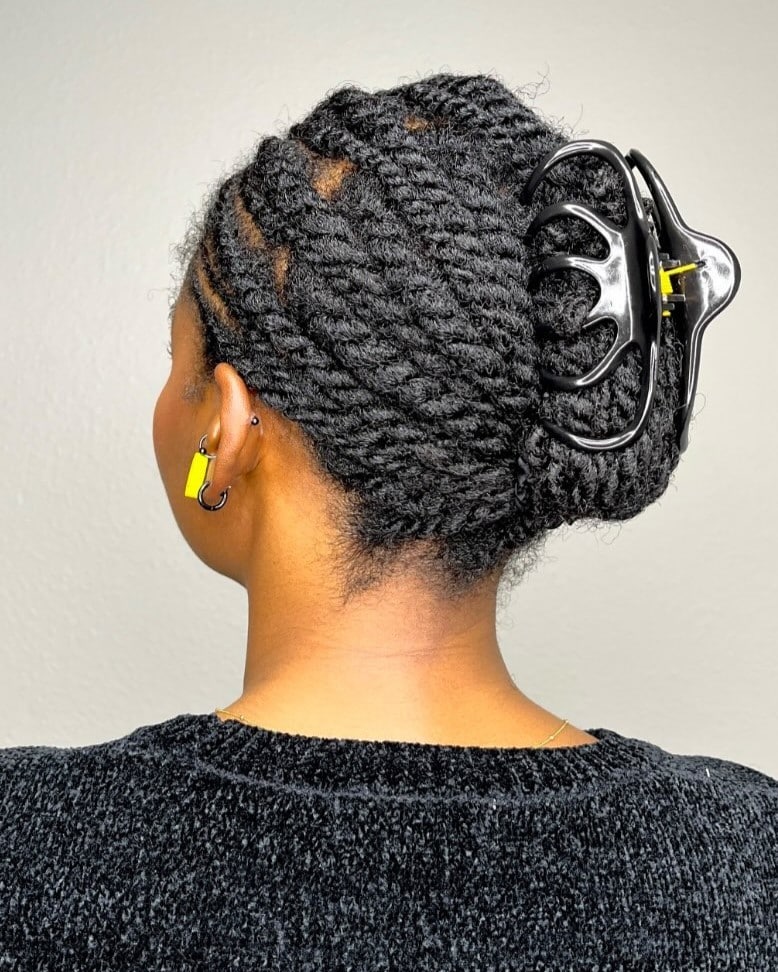 Image of Side Bun With Twist Braids inspired by Side Bun Hairstyles