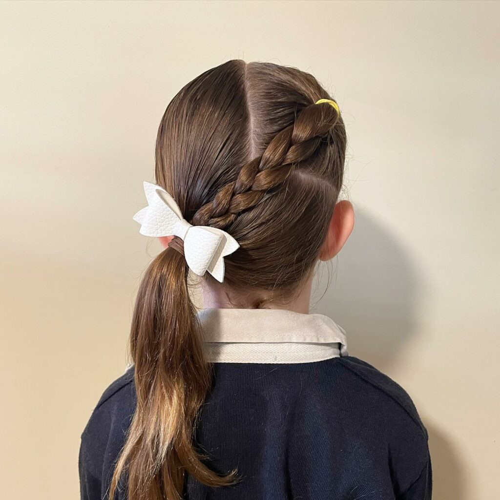 Image of Side Dutch Braid For Kids in the style of Kids Braids Hairstyles