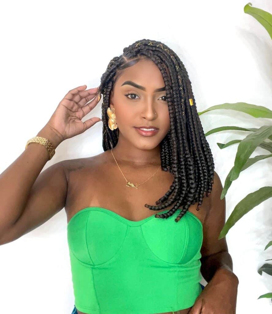 Image of Side Part Box Braids in the style of box braids