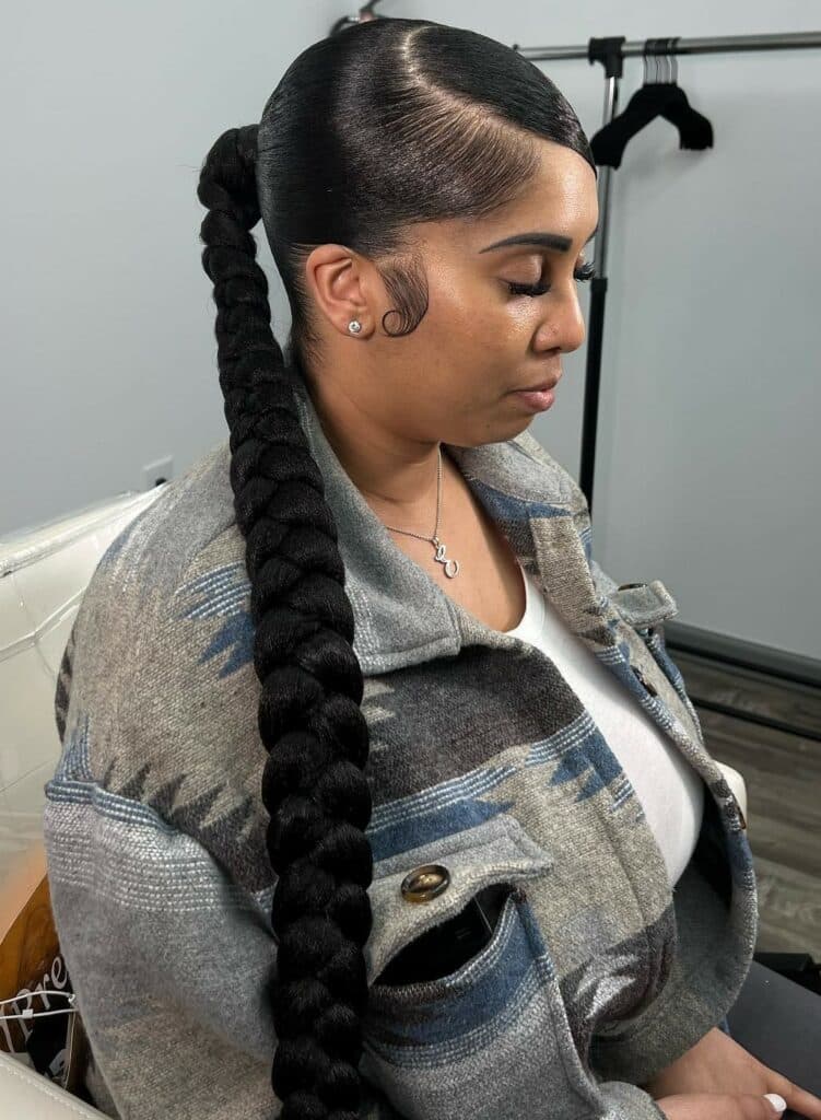 Image of Side Part Braided Ponytail in the style of side part braids