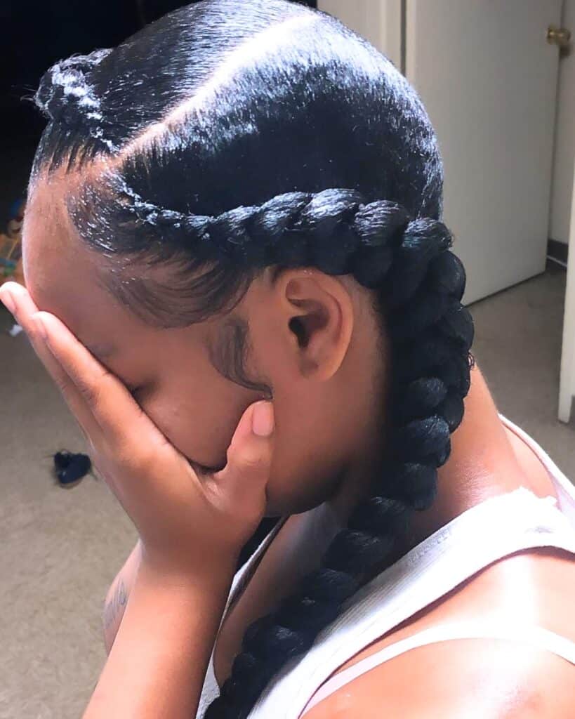 Image of Side Part Double Braids in the style of side part braids