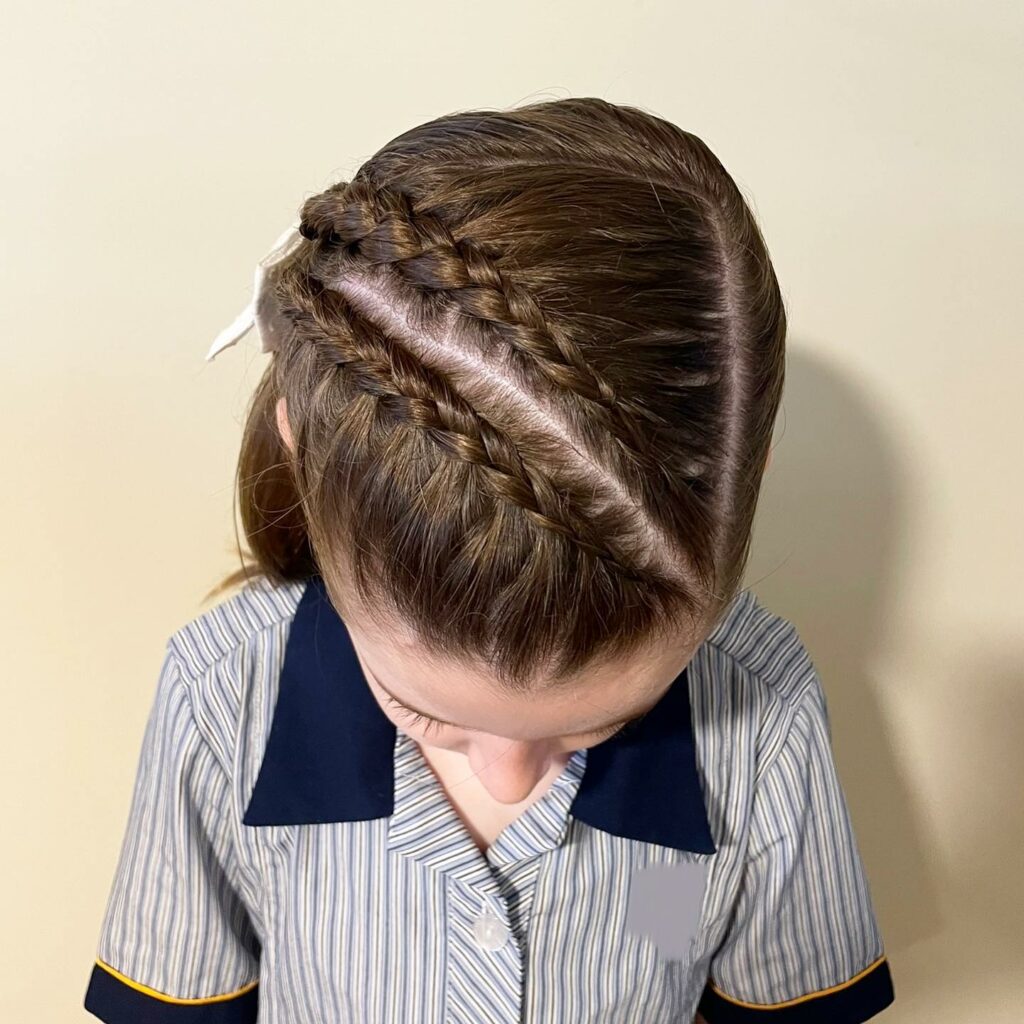 Image of Side Part Dutch Braids in the style of side part braids