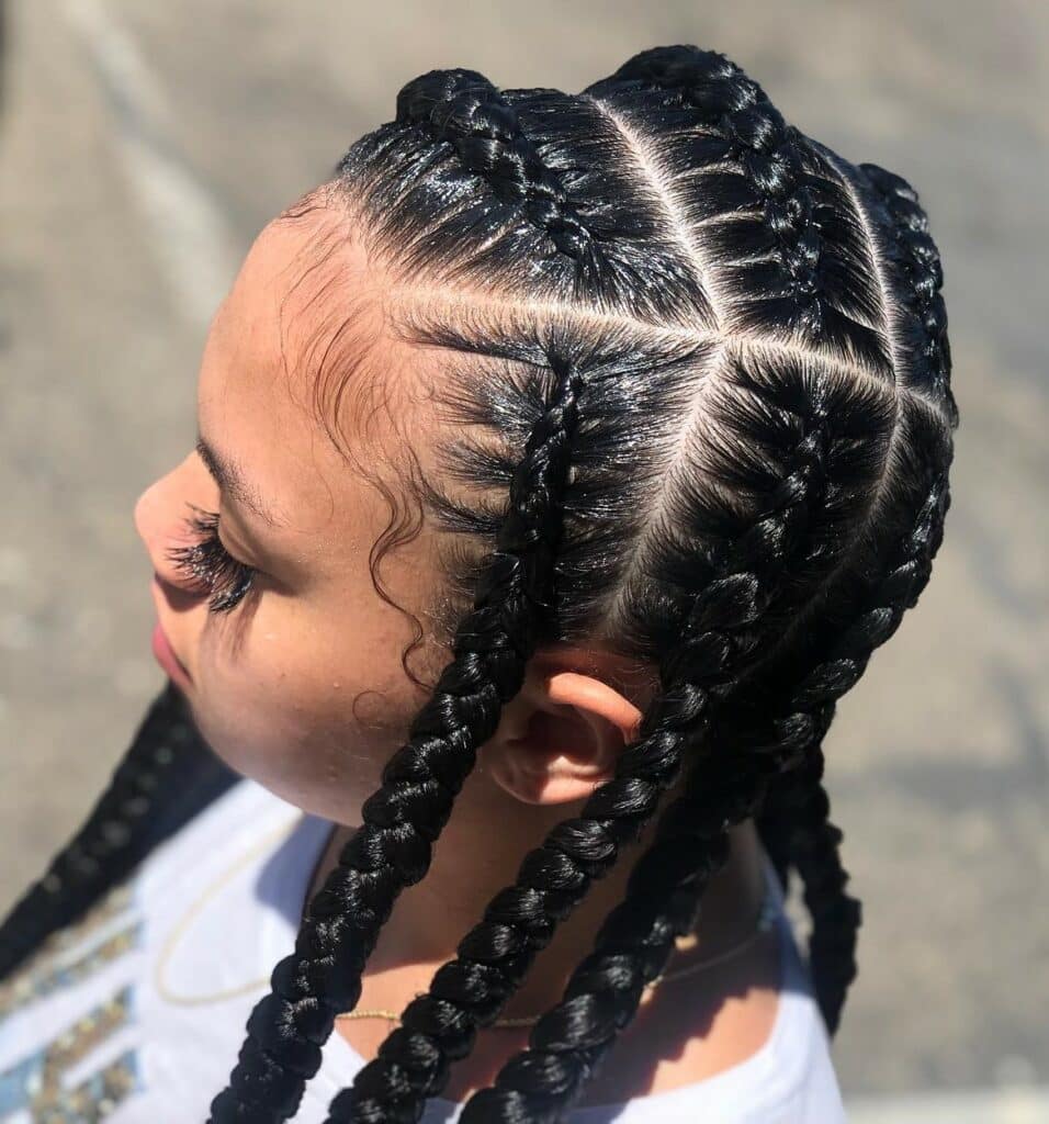 Image of Side Part Pop Smoke Braids in the style of side part braids