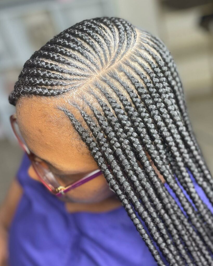 Image of Side Part Tribal Braids in the style of side part braids