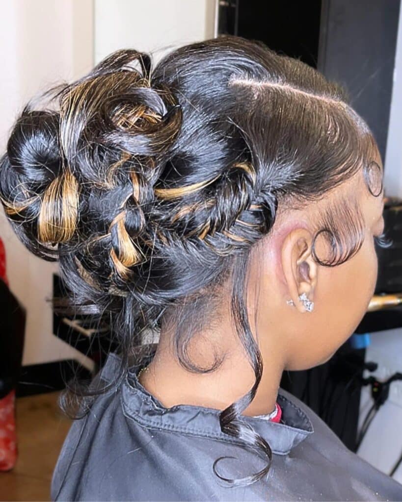 Image of Side Part Updo in the style of side part braids