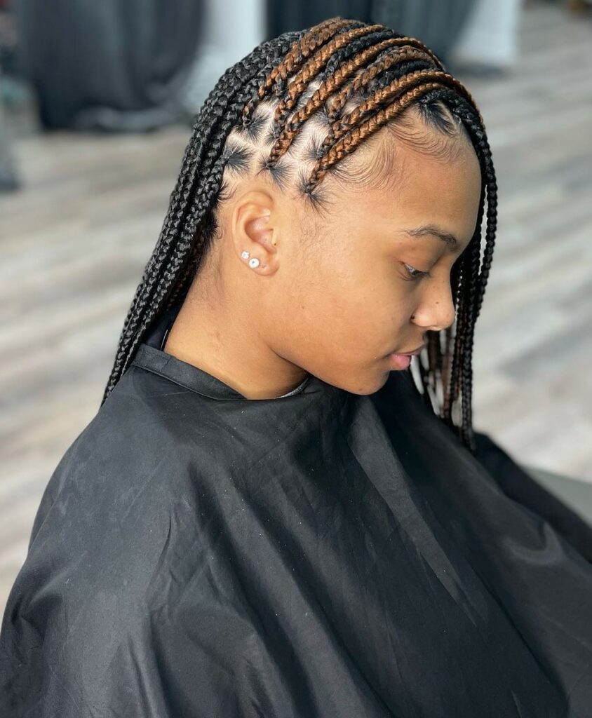 Image of Skunk Stripe Box Braids in the style of box braids