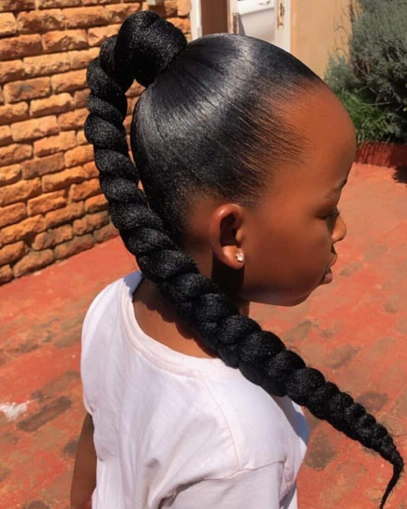 Image of Sleek Ponytail Braid For Kids in the style of Kids Braids Hairstyles