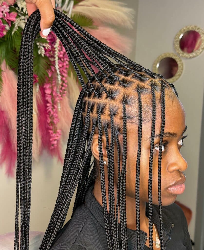 Image of Small Knotless Box Braids in the style of box braids