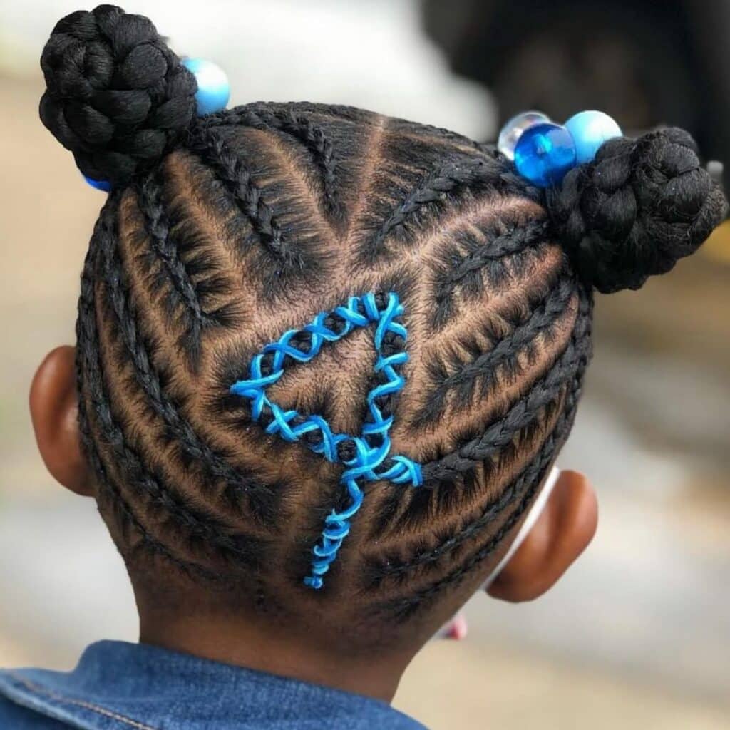 Image of Space Buns For Kids in the style of Kids Braids Hairstyles