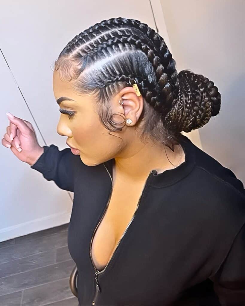 Image of Stitch Braid Side Bun inspired by Side Bun Hairstyles
