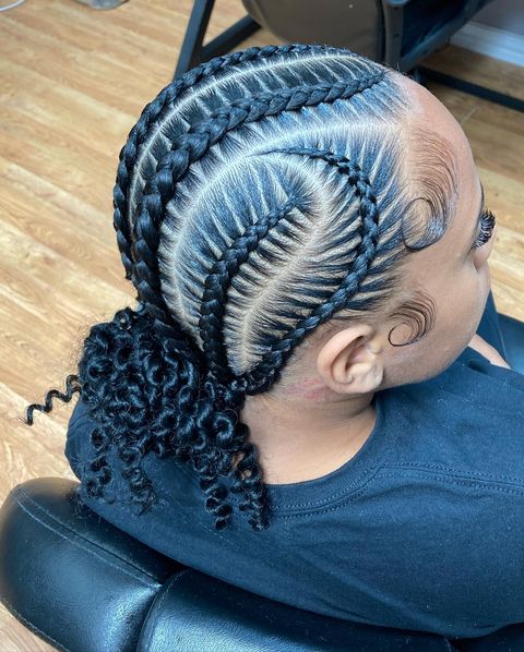Image of Stitch Braids With Curls in the style of Braids With Curls