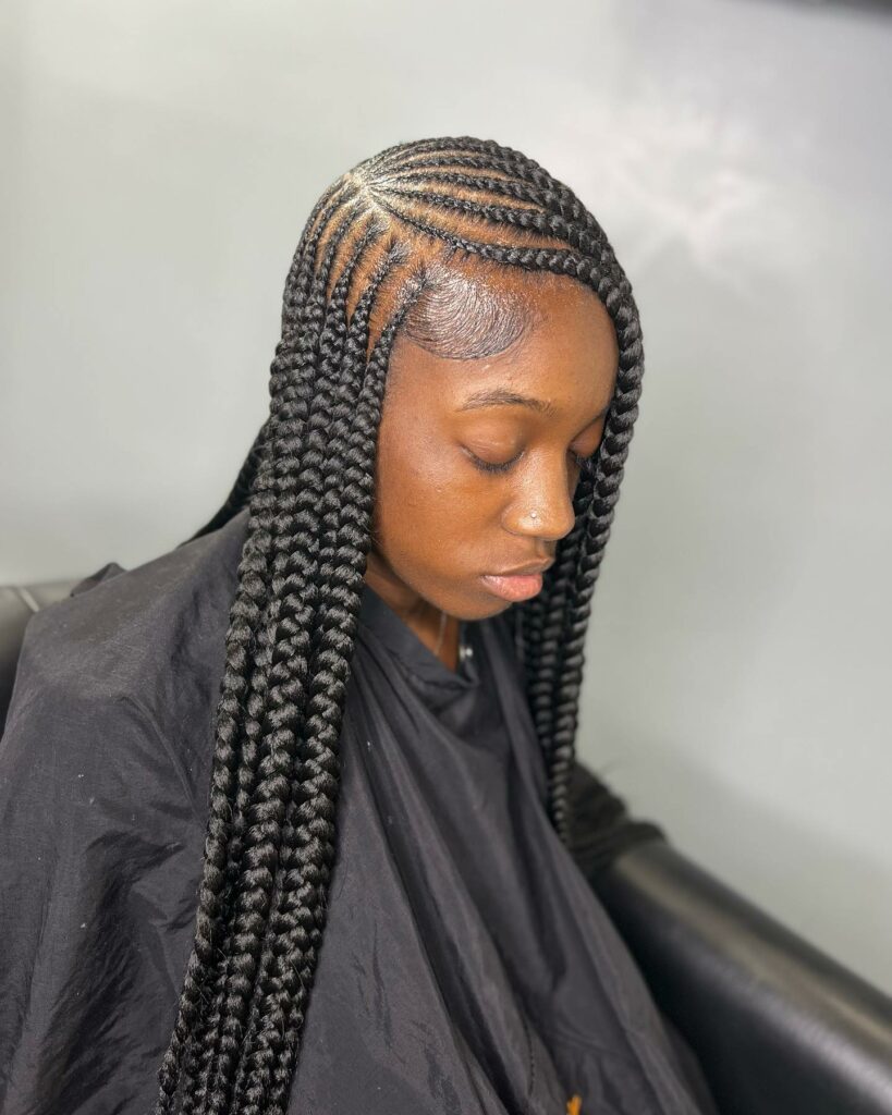 Image of Swoop Braids with Side Part in the style of Swoop Braids
