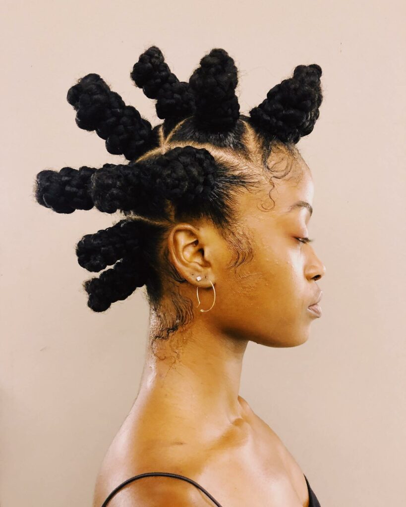 Image of Tall Bantu Knots in the style of Bantu Knots