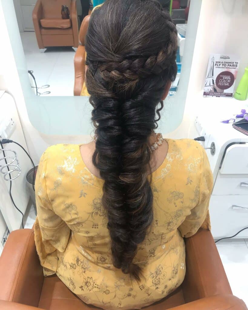 Image of Teased Mexican Ponytail Braid in the style of Mexican Braids Styles
