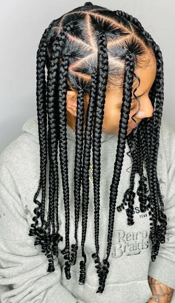 Image of Triangle Box Braids With Curls in the style of Braids With Curls