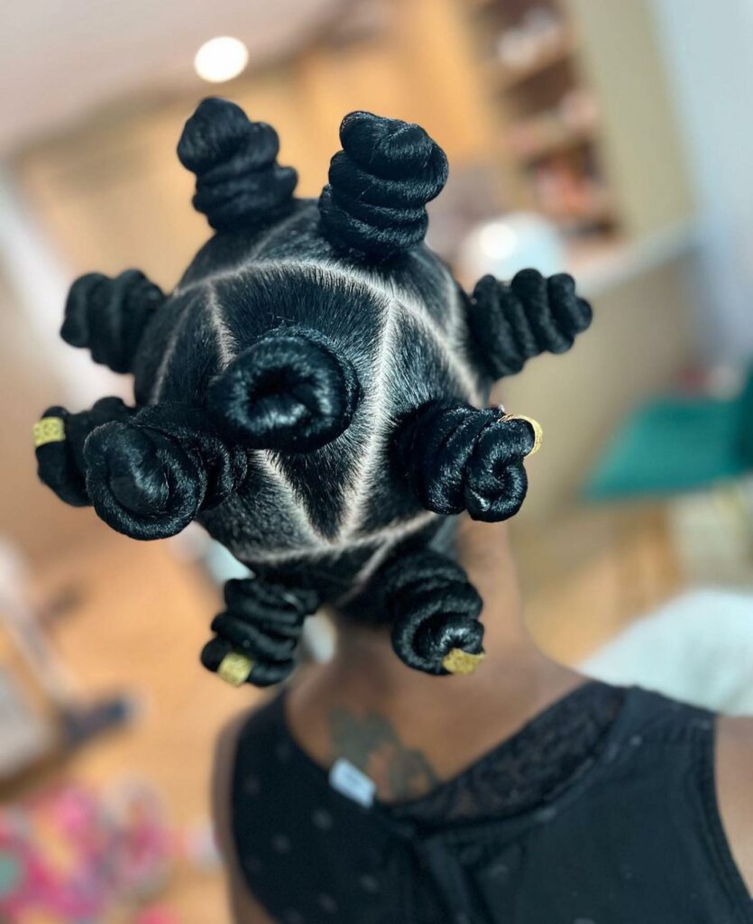 Image of Triangular Part Bantu Knots in the style of Bantu Knots