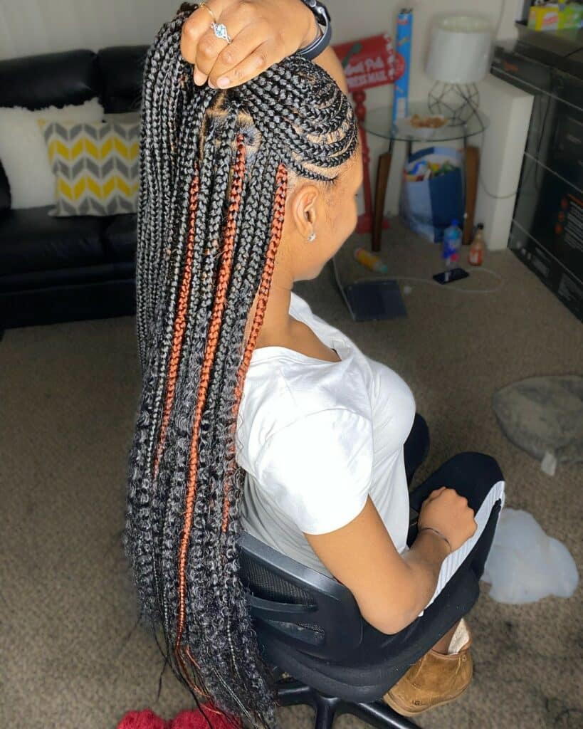 Image of Tribal Braids With Knotless In The Back inspired by Tribal Braids Hairstyles