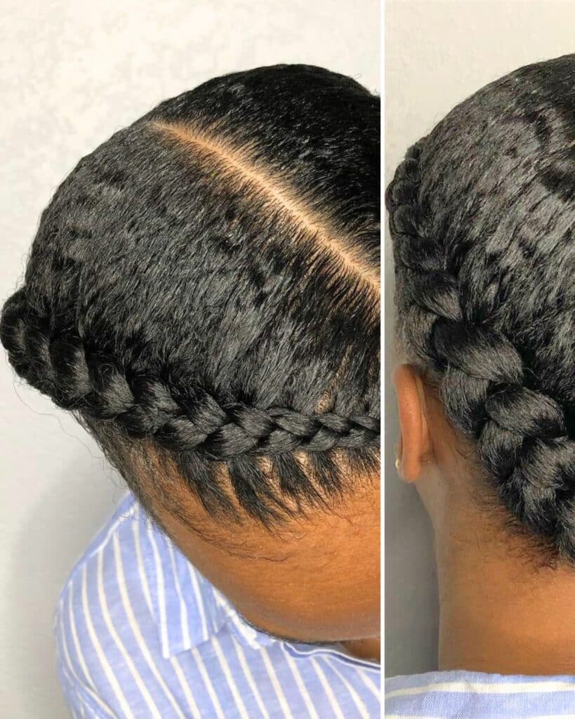 Image of Two Braids on Natural Hair in the style of Two Braids