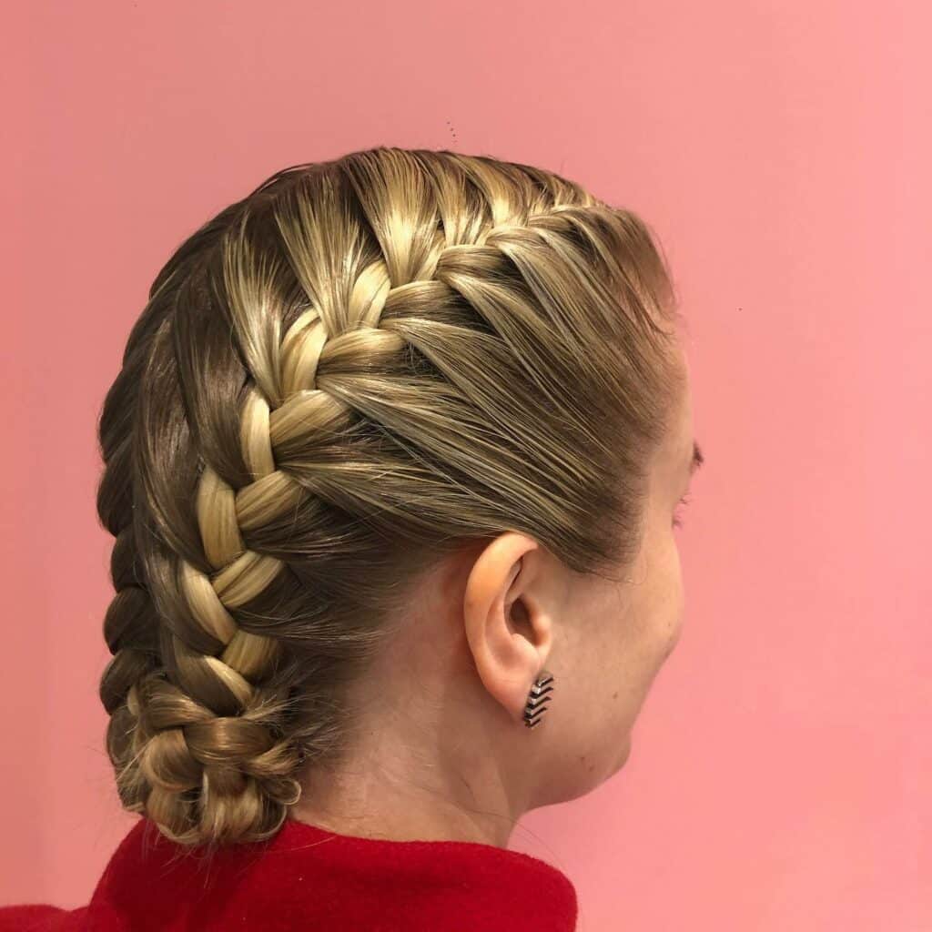 Image of Two French Braids with Colored Extensions in the style of Two Braids