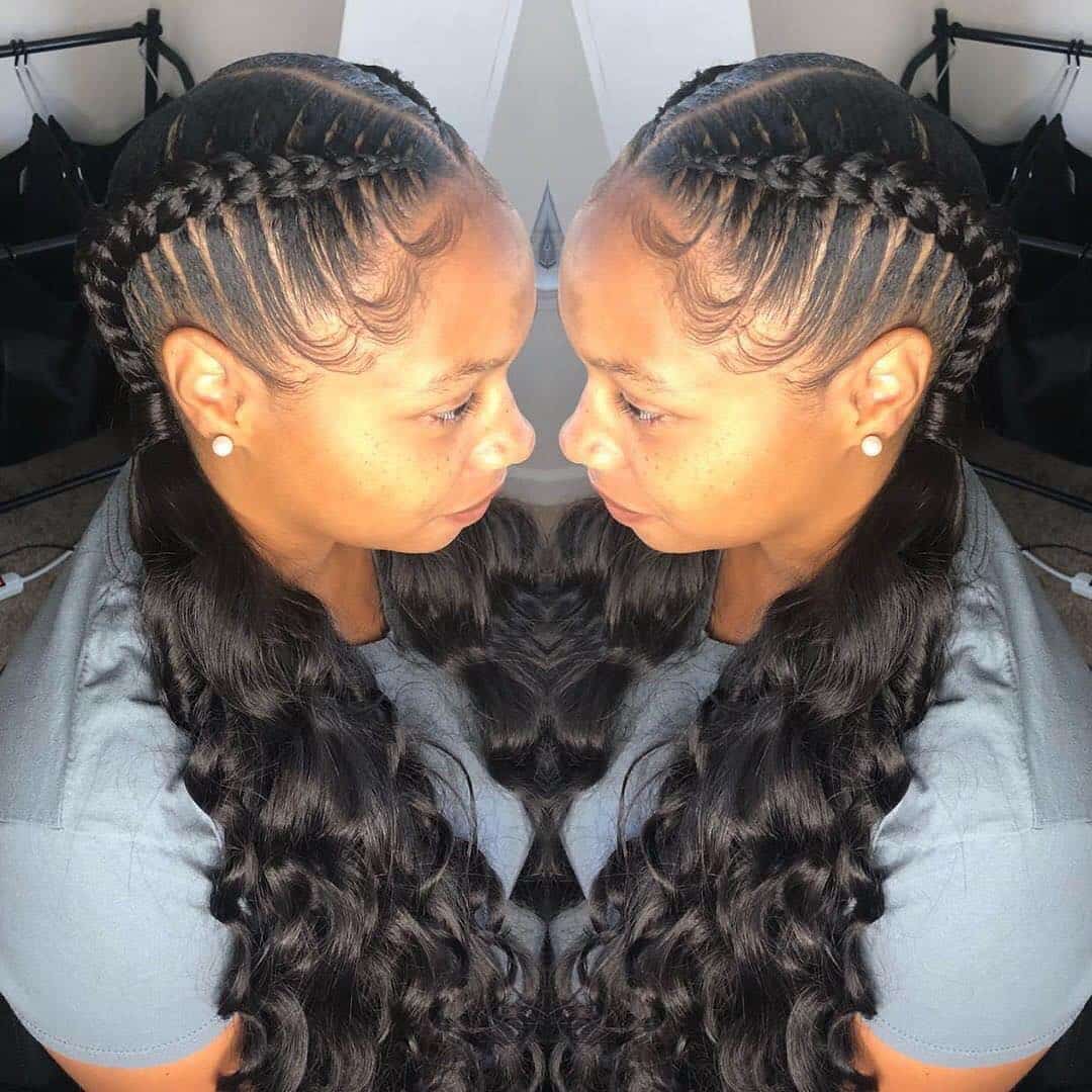 Image of Two Stitch Braids with Weave in the style of Two Braids