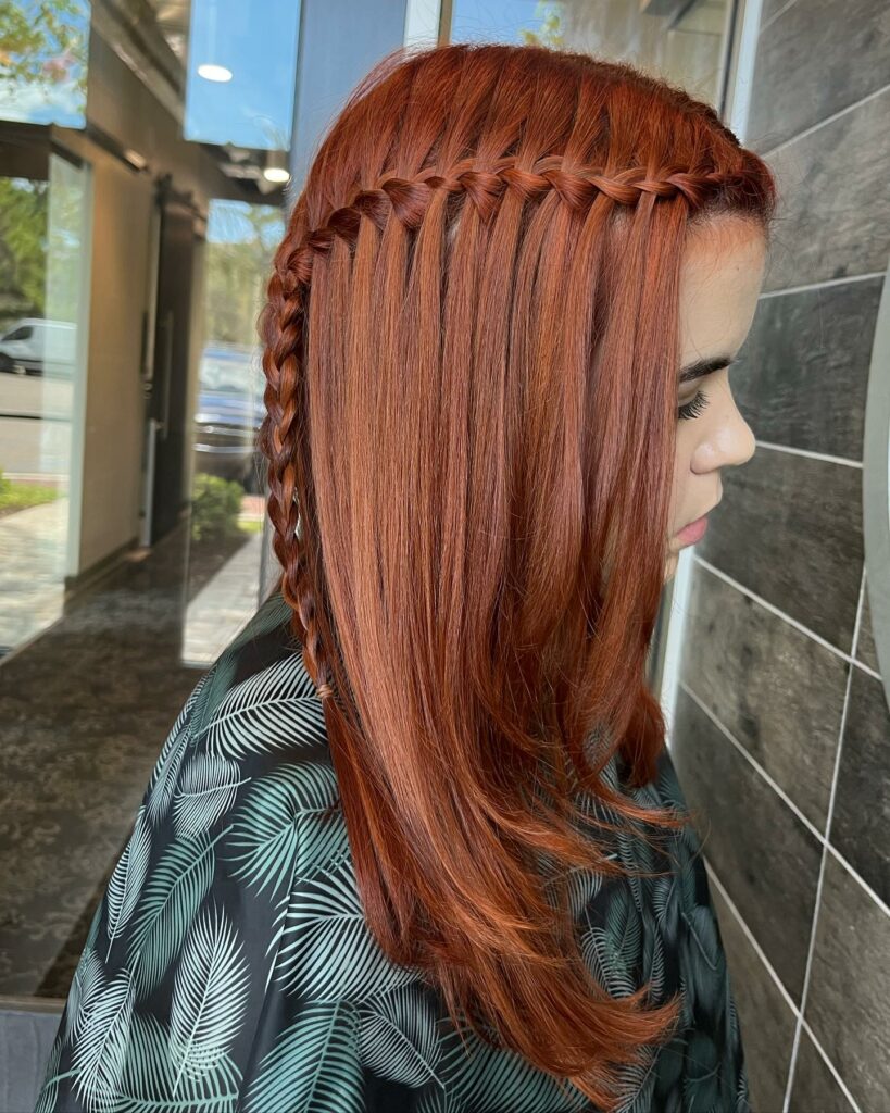 Image of Waterfall Braid With Copper Hair