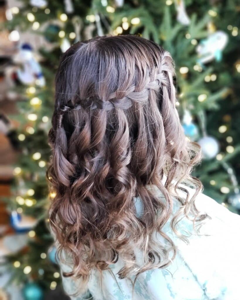 Image of Waterfall Braids With Curls in the style of Braids With Curls