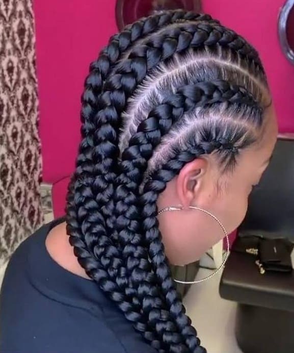 Jumbo Feed in Box Braids a hairstyle for thin hair