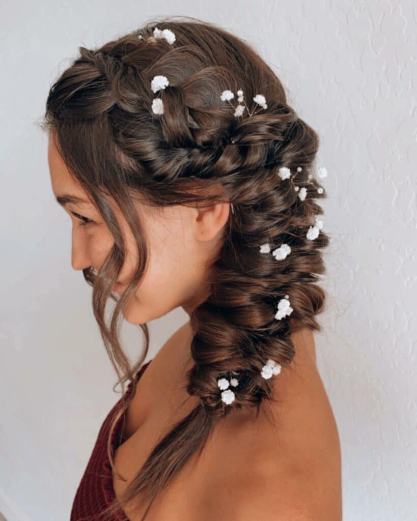 Picture of Bridesmaid Side Braid Hairstyles as a hairstyle with braids on the side