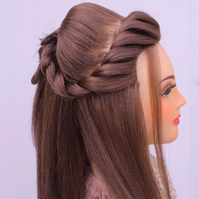 Picture of Half up Half Down Side Braid as a hairstyle with braids on the side