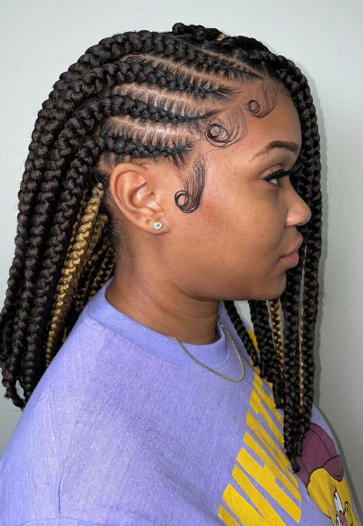 Picture of Jumbo Side Braids as a hairstyle with braids on the side