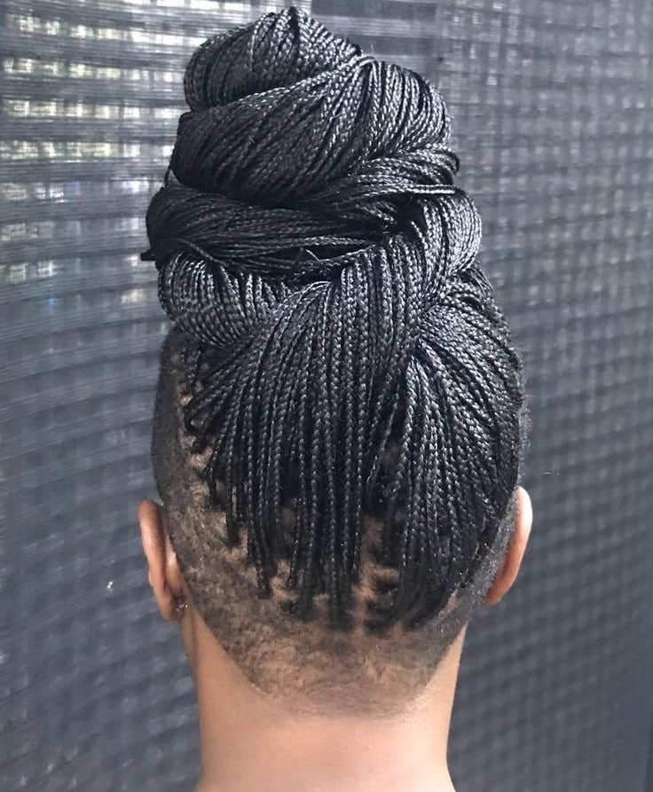 Picture of Micro Braids With Shaved Sides in the style of Micro Braids