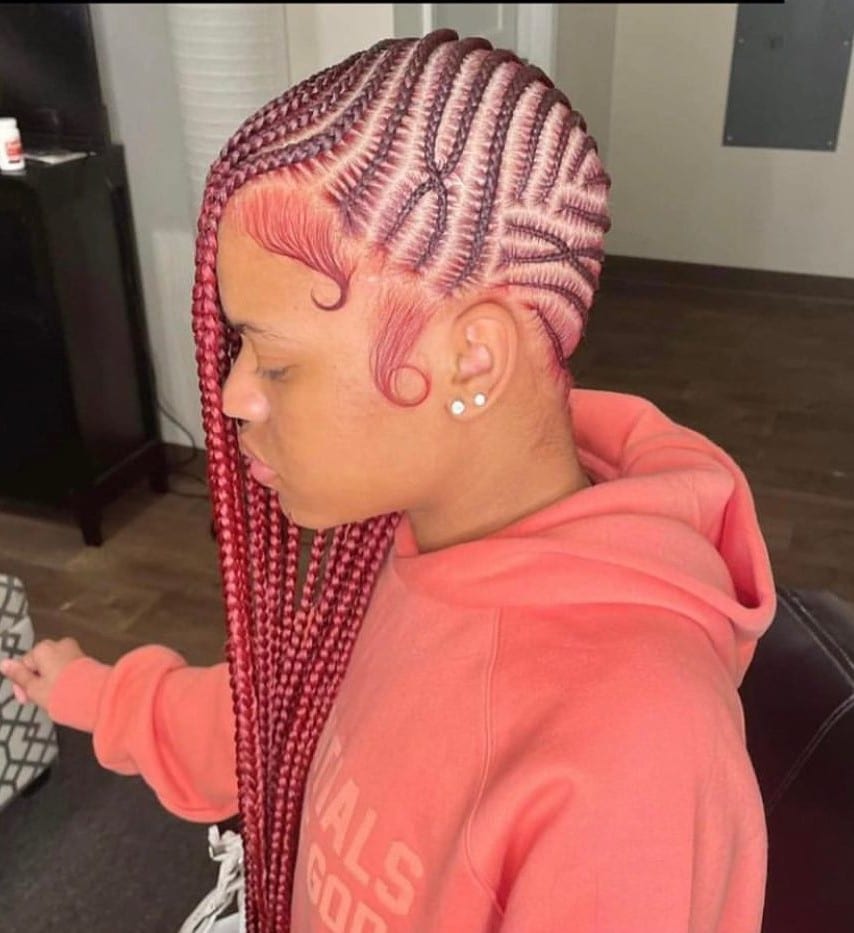 Picture of Red Side Braids as a hairstyle with braids on the side