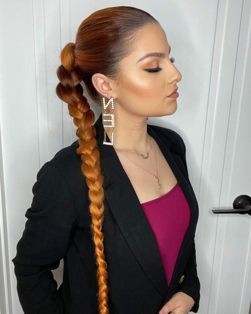 Picture of Side Braided Ponytail as a hairstyle with braids on the side