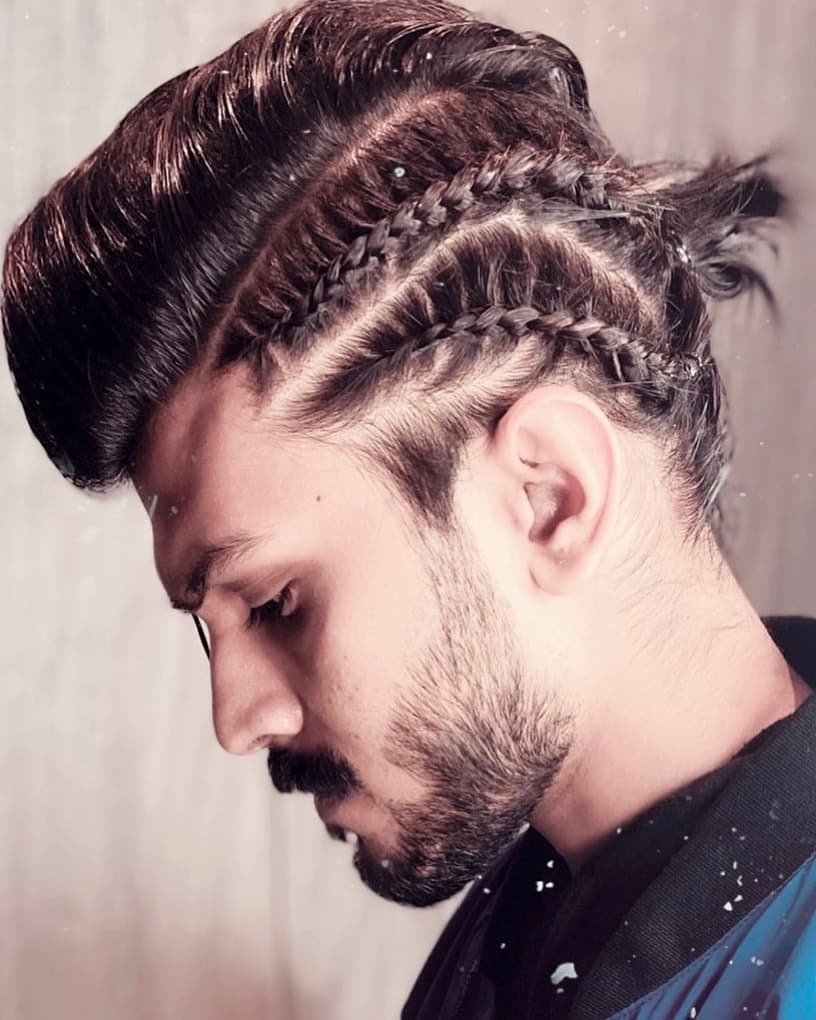 Picture of Side Braids for Men as a hairstyle with braids on the side