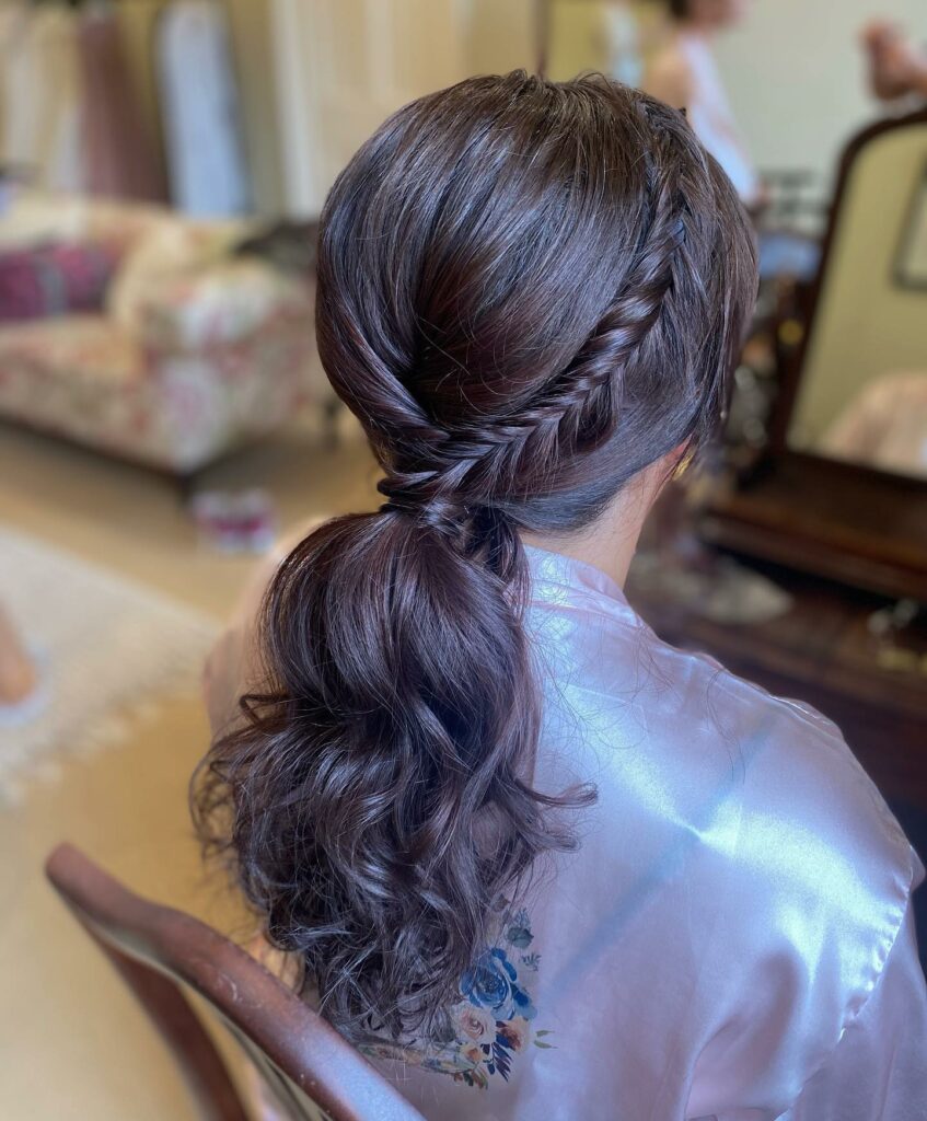 Ponytail Style With Braids for Black Bridesmaids