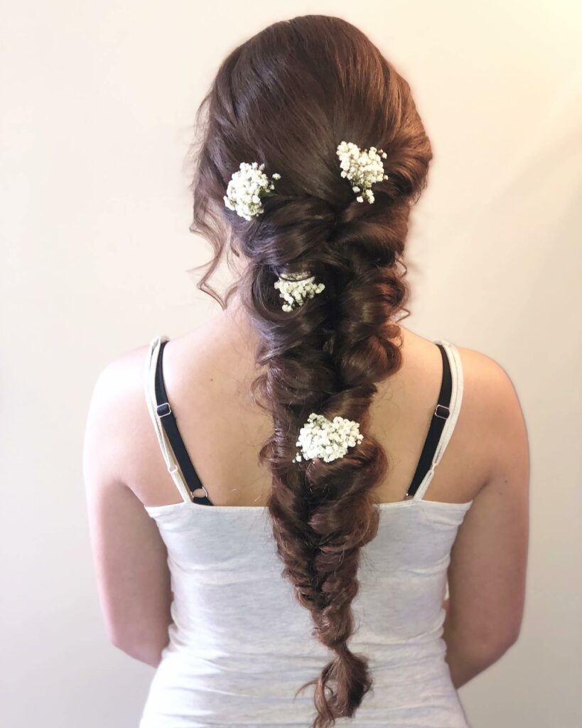 boho Fishtail Braid for bridesmaid hair